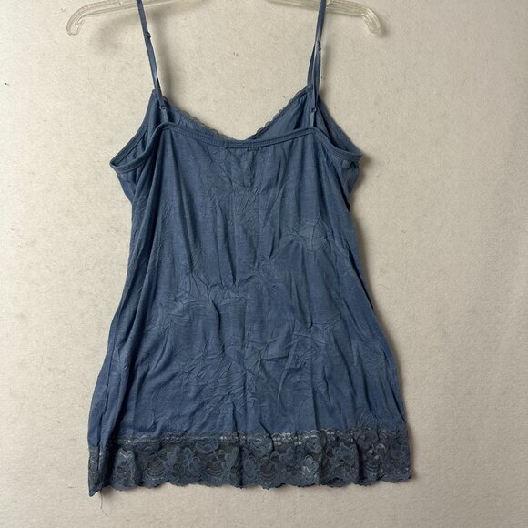 Maurices Y2K‎ Crinkle Cami Tank Top Size Large gray  Long Lace Trim Fairy Grunge - Picture 4 of 6